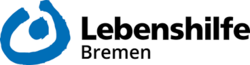 Logo der Lebenshilfe Bremen, blauer nicht geschlossener Kreis mit blauem Punkt in der Mitte und dem Schriftzug "Lebenshilfe Bremen"