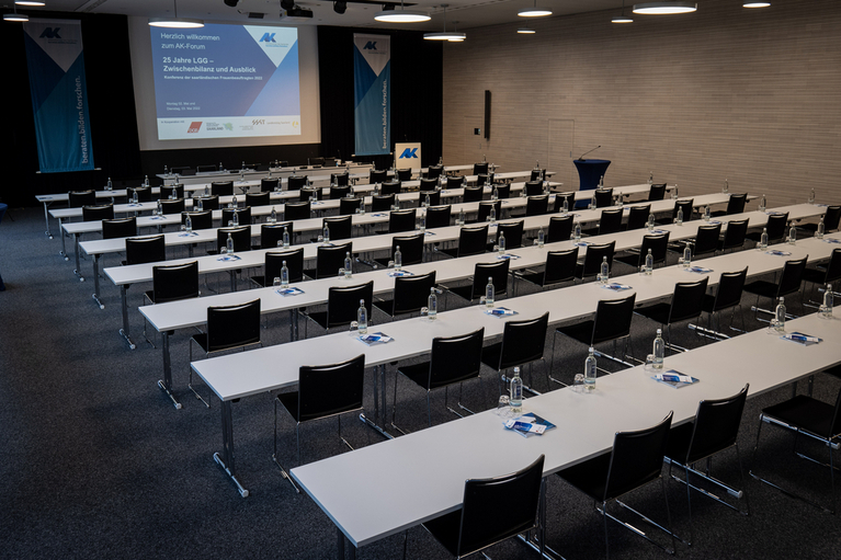 Großer Konferenzraum, Bühne und Stühle